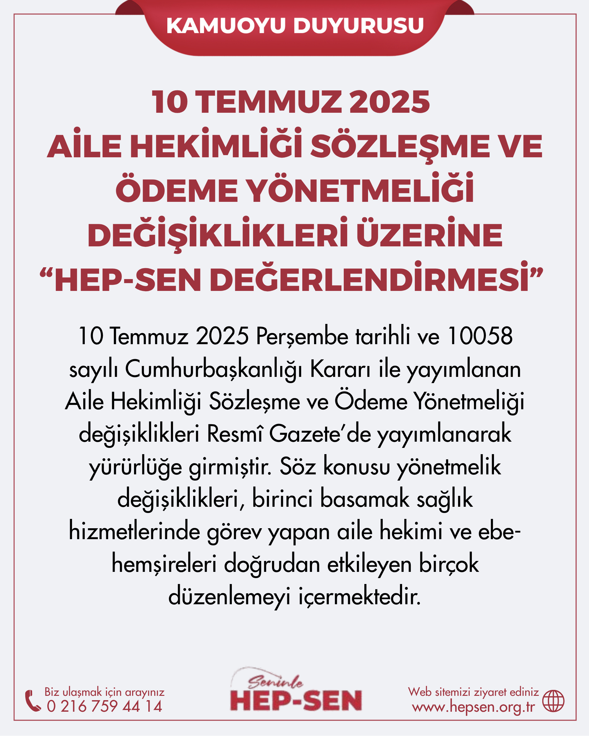 HEP-SEN Değerlendirmesi: 10 Temmuz 2025 Aile Hekimliği Sözleşme ve Ödeme Yönetmeliği Değişiklikleri Üzerin